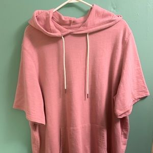 Pink short sleeves hoodie
